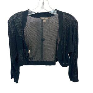 Tommy Bahama Black Open Knit Open Front Cropped Cardigan Sweater Shrug - Size XS